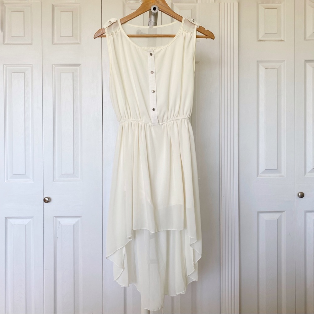 White Flowy High Low Dress